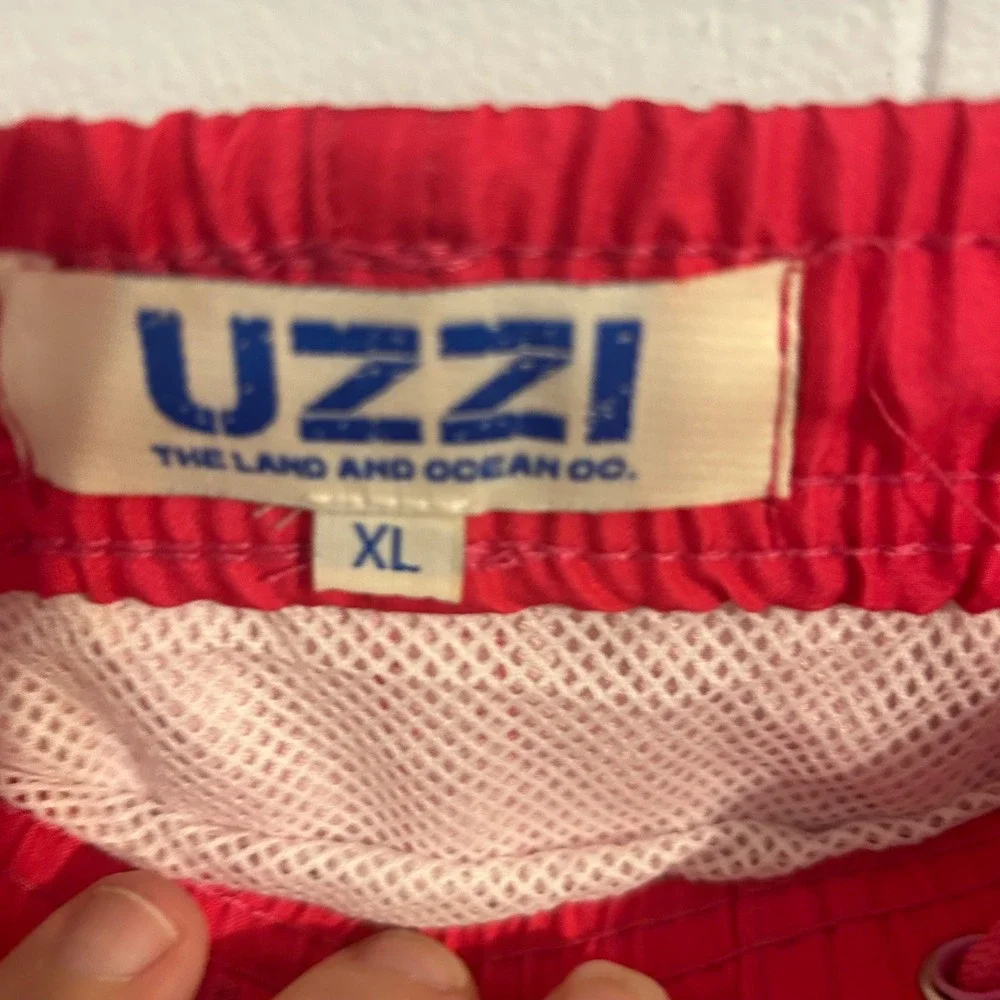 Uzzi Mens XL Swim Trunks Ombre Pink Purple Teal Gradient Mesh Lined Board Shorts